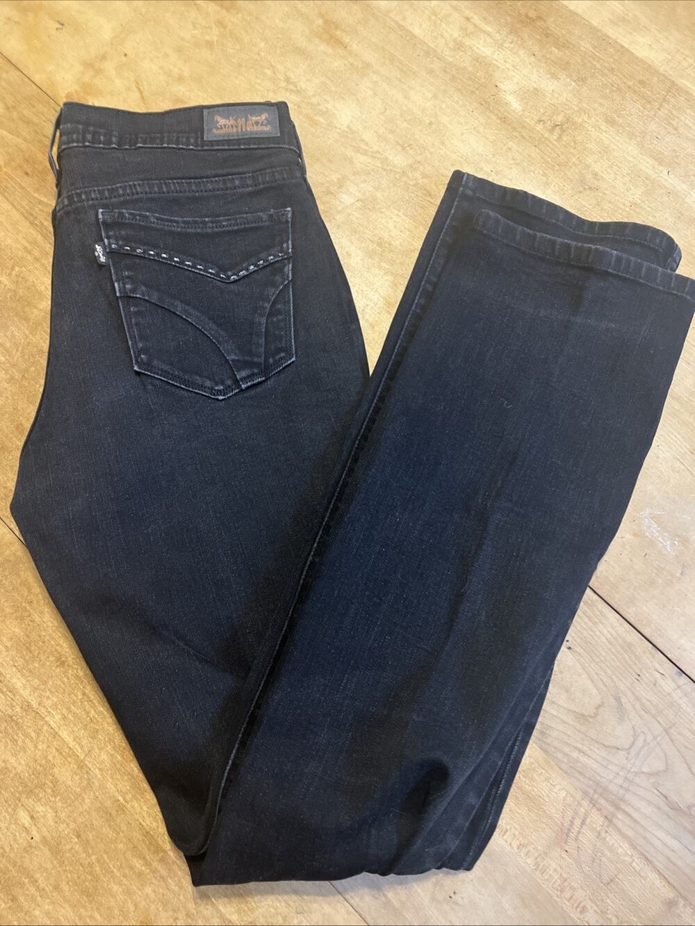 Levis 505 Jeans Womens Size 6 L/C Black Straight Leg Regular Denim Casual Ladies